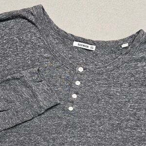 Buck Mason Vintage Tri-Blend Curved Hem Henley Men's XXL Gray Heathered 4-Button